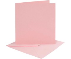 Kaardid ja ümbrikud 15,2 x 15,2 cm  4+4 tk, roosa
